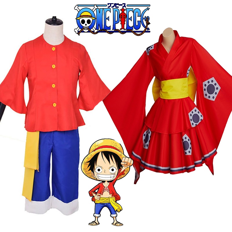 Anime One Piece Monkey D. Luffy Caçador Pirata Roupas Cosplay Halloween  Quimono Vermelho Uniforme Trincheira