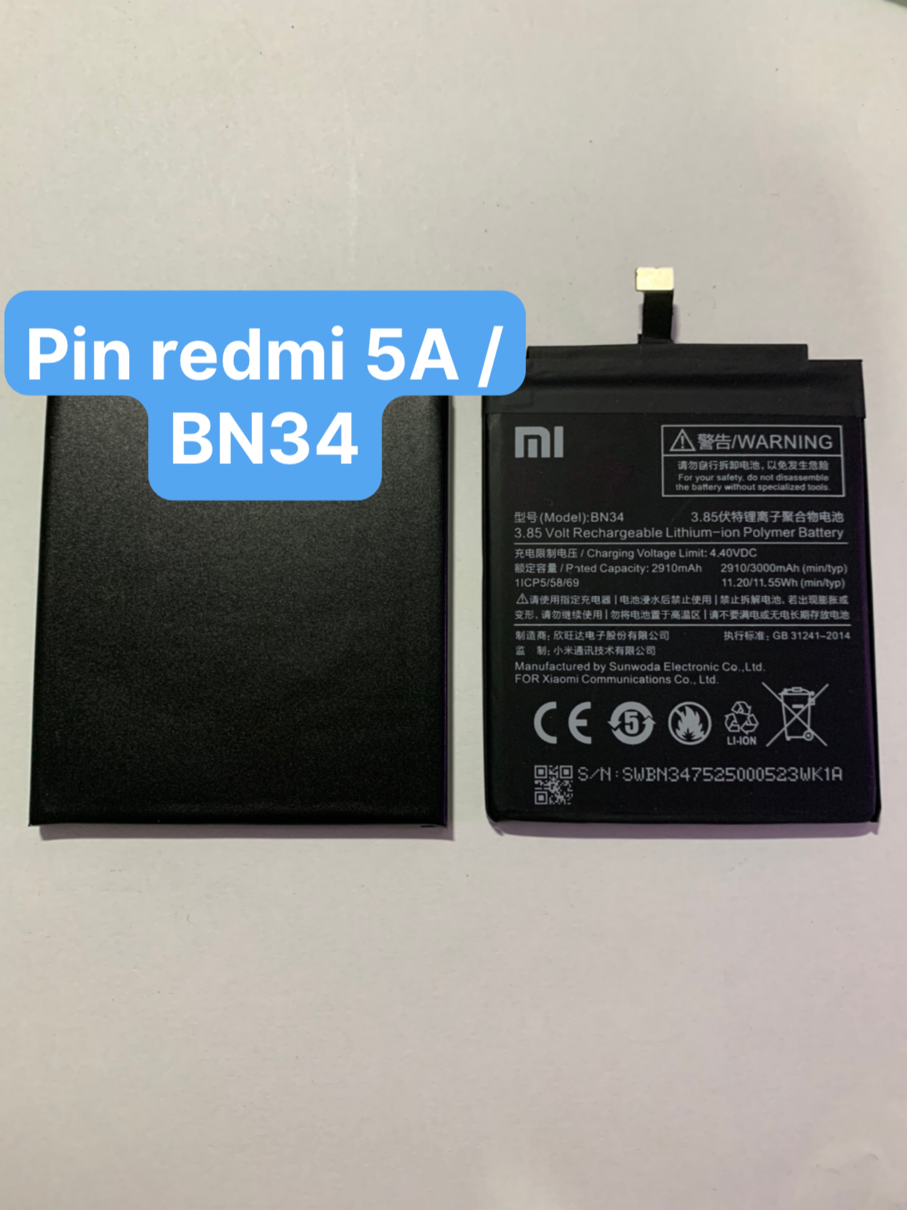 Pin zin hãng điện thoại xiaomi redmi 5A/ Mã bn34 pin xịn