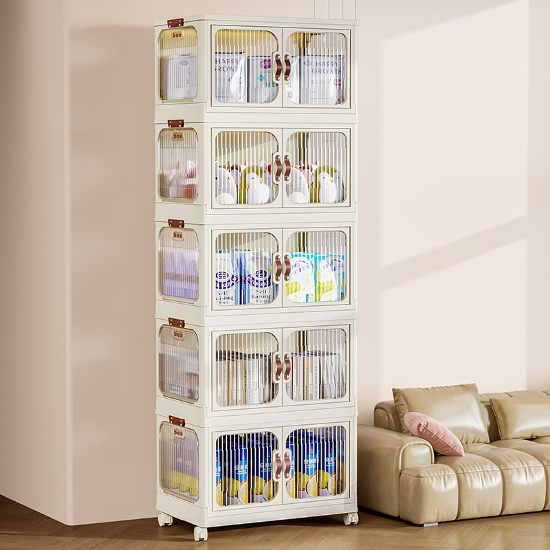 Plastic wardrobe for baby clothes Household wardrobe Storage wardrobe Installation free Clothes and toys storage box Foldable wardrobe Thickened plastic material storeage compartment Folding cabinet
