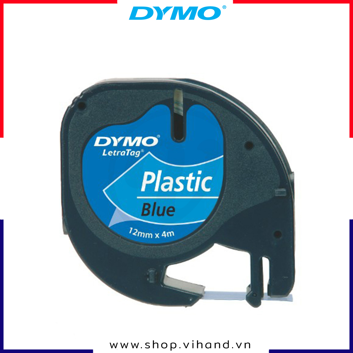 HCMBăng nhãn dán Dymo LT nhựa Polyester 12mm x 4m Đen Xanh dương thumbnail