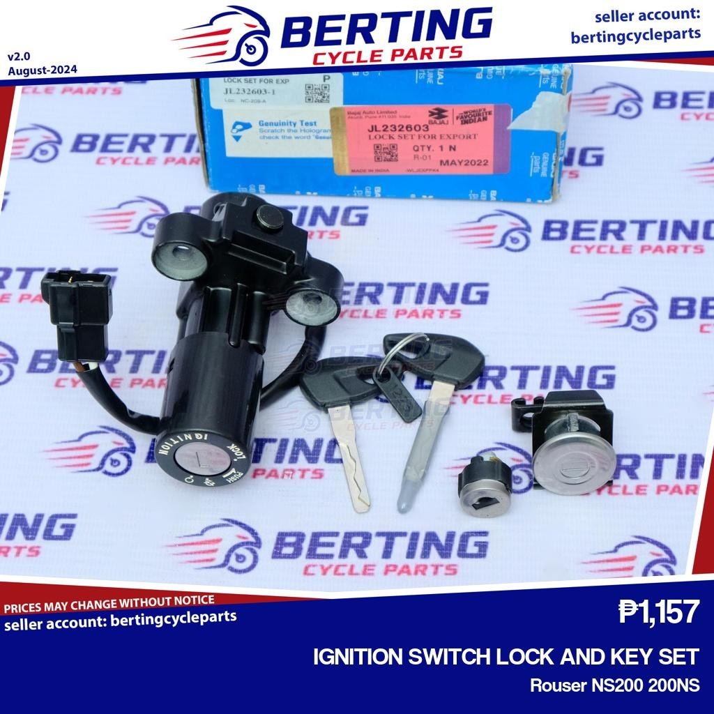 IGNITION SWITCH LOCK AND KEY SET Rouser NS200 200NS Genuine