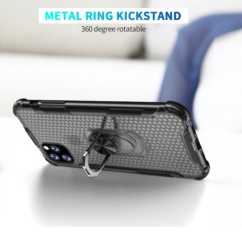 Phone Case for OPPO Reno 13 Pro Back Cover Clear Beehive Design Air Cushion Sorption Buckle Bracket Ring Transparent Casing for OPPO Reno 13F Cover Cases.