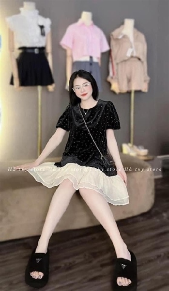 [Bigsize] Váy nhung đá bèo