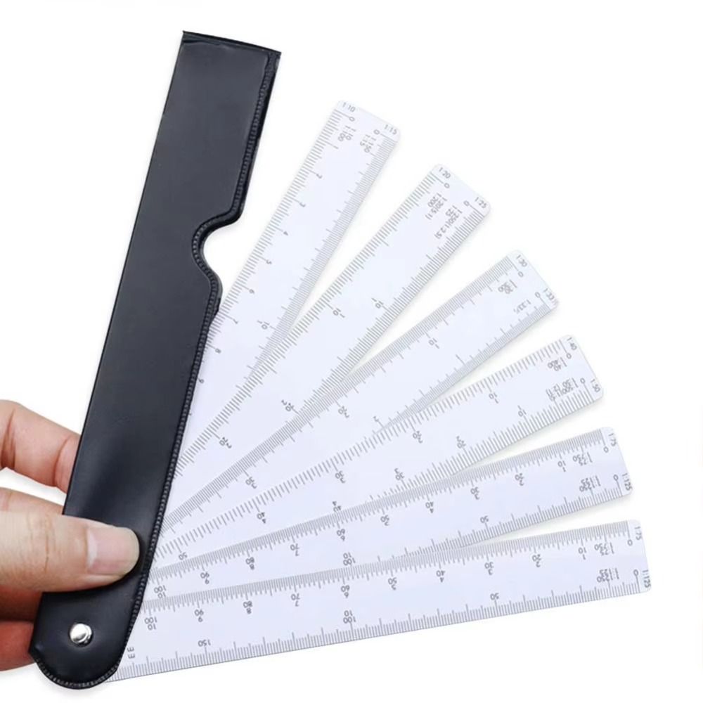 Interior Design 5 Blades Fan Shape Scale Ruler Multifunctional Drawing ...