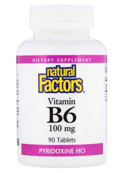 Natural Factors, Vitamin B6, Pyridoxine HCl, 100 Mg, 90 Tablets ...