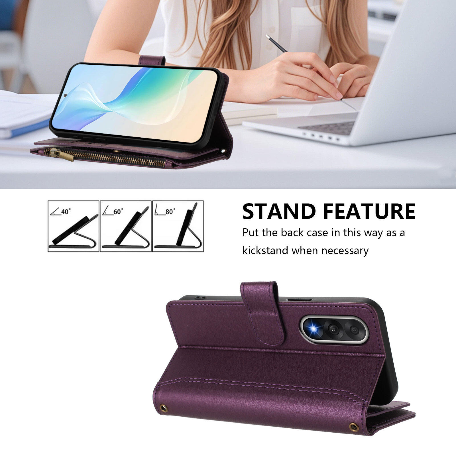 lthmy for OnePlus Ace 5 Racing /OnePlus Nord CE5 Case Zipper Wallet Leather Flip Case with Card Holder Stand Phone Case.
