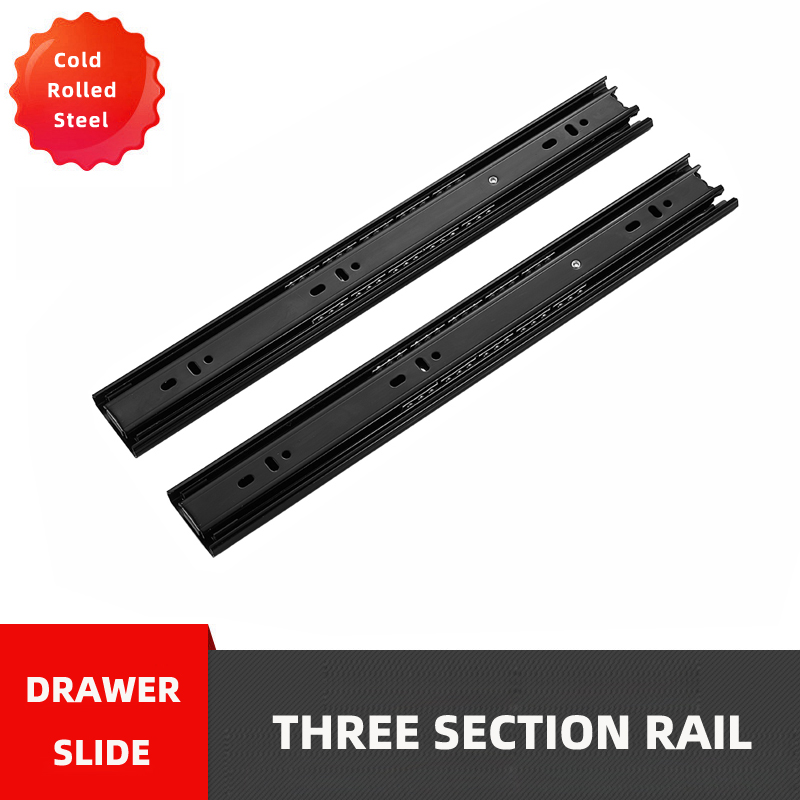 Drawer Black Cold Rolling Steel 3-Way Drawers Slide Three Section ...