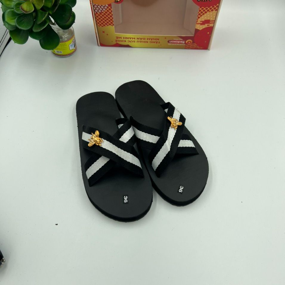 Dép quai chéo dù trắng đen nam nữ ( thới giới sandal )