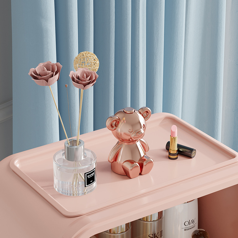 Storage box Large capacity cosmetics storage box, makeup storage LED light, mirror, desktop storage, lipstick and skincare products storage cabinet