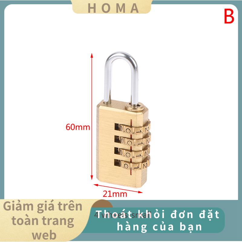 💖HOMA Ổ khóa kết hợp mã số 3/4 chữ số mini bằng đồng thau cho túi du lịch