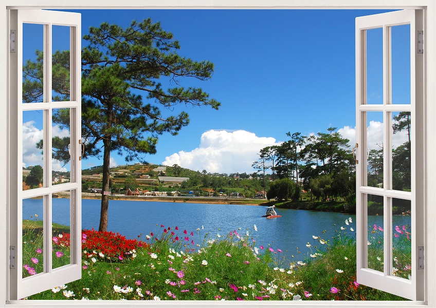 Tranh dán tường cửa sổ 3D cảnh đẹp thiên nhiên VTC VT0187