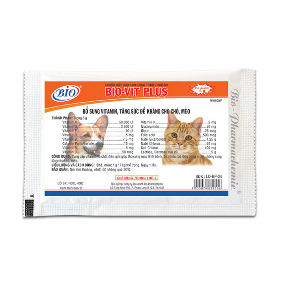 [HCM]BIO- VIT PLUS Vitamin cho chó - mèo gói 5g