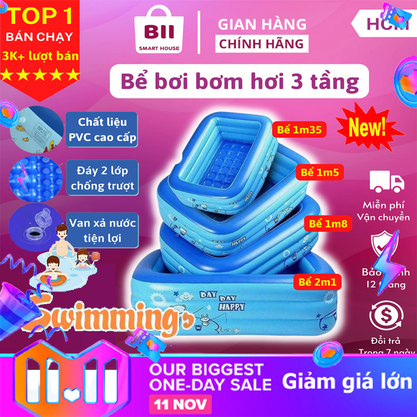 Bể Bơi Cho Bé - Vừa Chơi Vừa Tắm Trong Nhà, Có Nhiều Kích Thước, Chất Liệu PVC - Bể bơi thành cao cho bé, Hồ bơi cho bé, bể bơi phao size to, bể bơi 3 tầng, hồ bơi phao loại lớn, hồ bơi phao 3 tầng, hồ bơi trẻ em