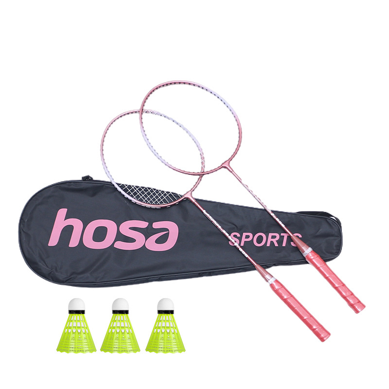 OEM Badminton racket alloy ultra-light and durable adult training double racket set