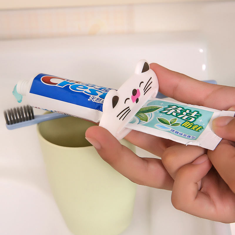 Kids Cartoon Cute Toothpaste Dispenser Tools Multipurpose Automatic Toothpaste Squeezer Tooth Paste Tube Squeezer Cosmetic Facial Cleanser Dispenser for Bathroom Supplies