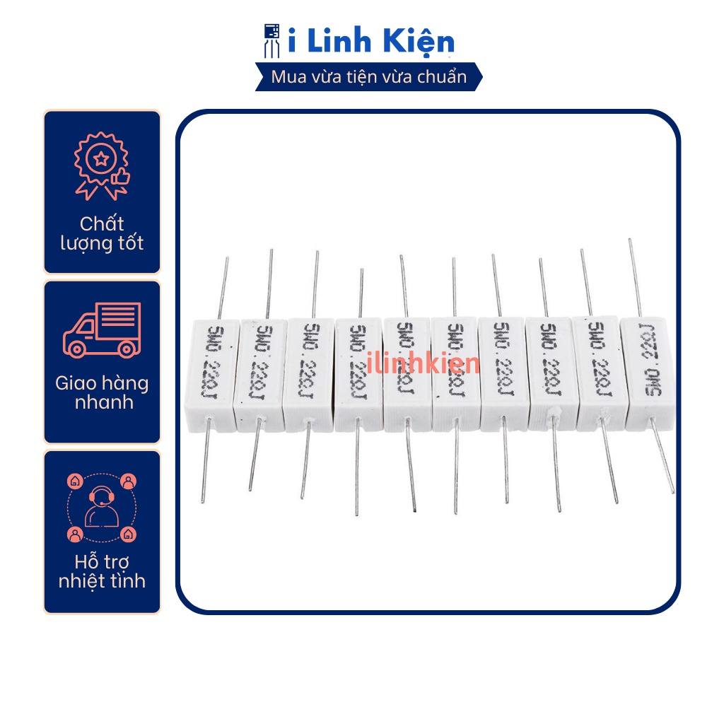 Điện trở sứ 5W 1R 5% chất lượng tốt