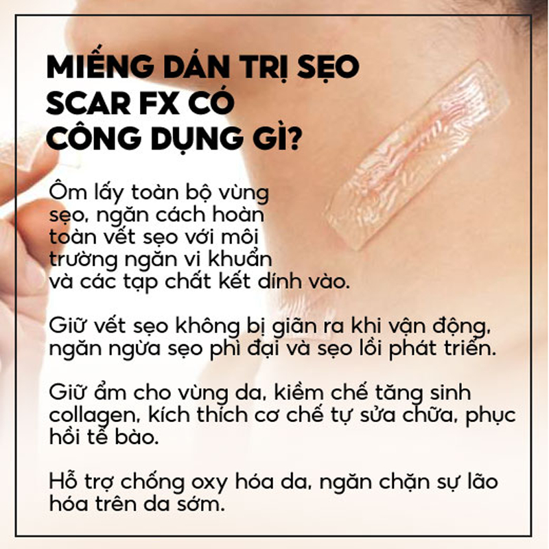 Miếng dán ép phẳng cải thiện sẹo lồi, phì đại Rejuvaskin Scar FX