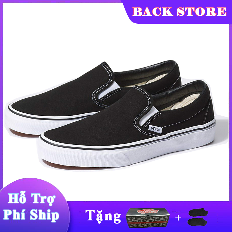 [HCM]Giày thể thao lười nam nữ Vans Lười Đen [ Tặng Box + Vớ ]