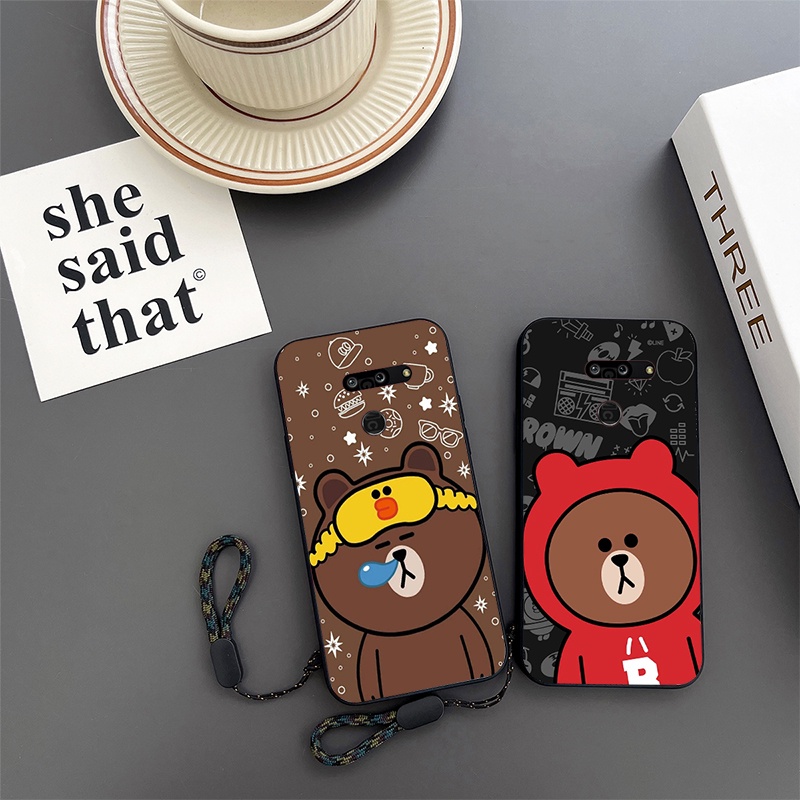 LG G8 G8 ThinQ Casing Brown Bear Cartoon Shockproof Phone Case
