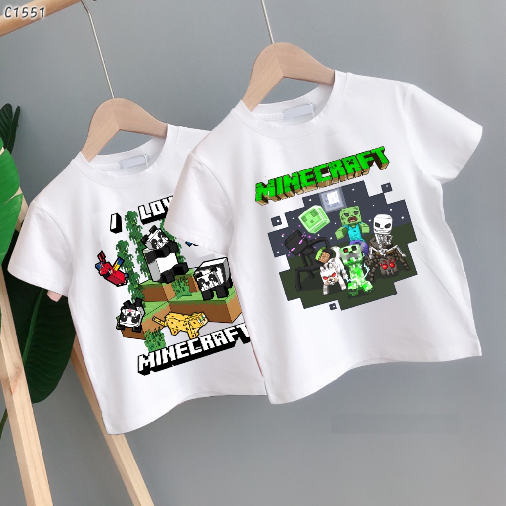 Áo Thun Minecraft V2 màu trắng dành cho bé trai bé gái