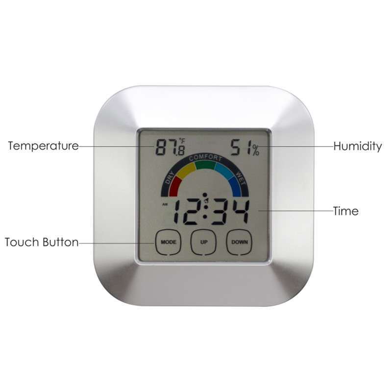 Humidity Sensor Clock 【Unique features】Temperature and Humidity Alarm Clock Large Touch ...