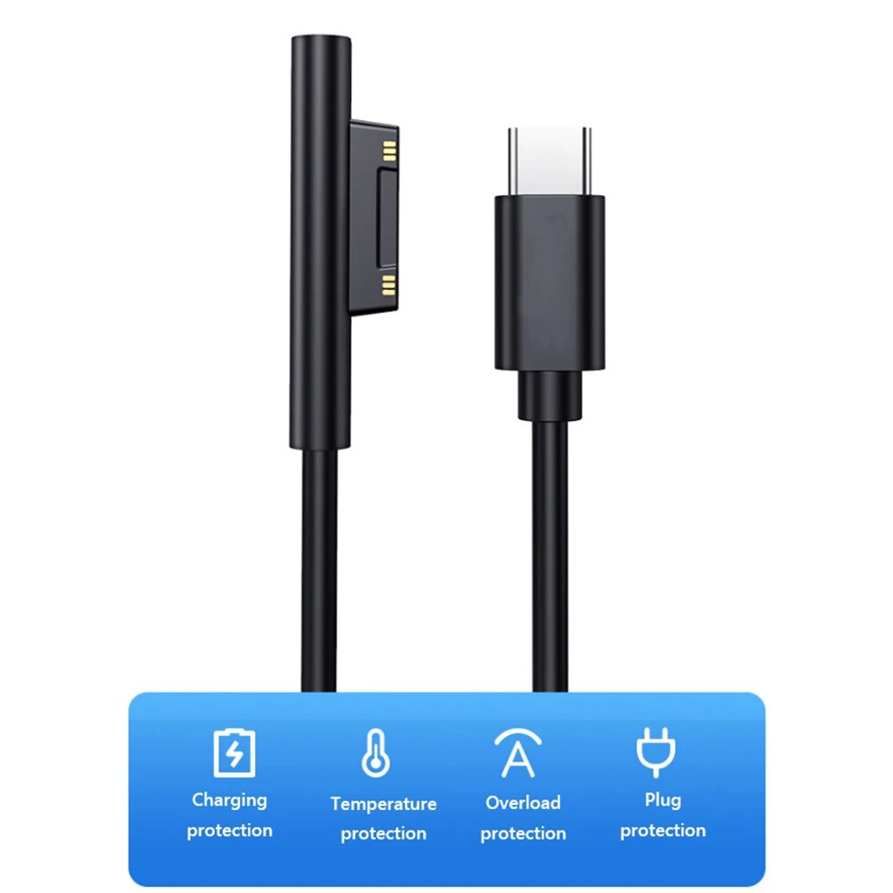 【Worth-Buy】 1.5m Usb Type C Power Supply Fast Charger Adapter Usb C Fast Charging Cable For Microsoft Surface Pro 6/5/4/3 Book/book 2