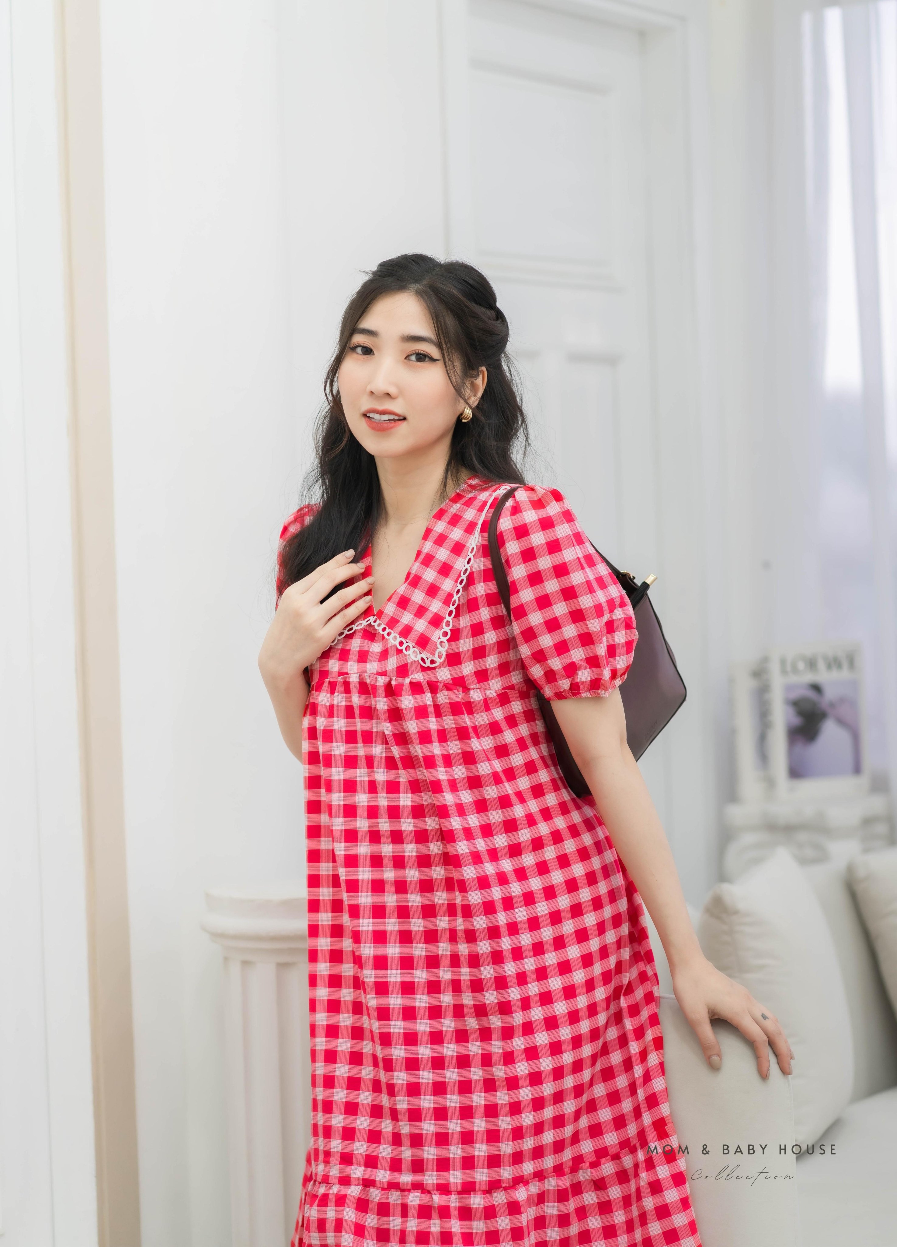 AURORA DRESS - ĐẦM CARO ĐỎ