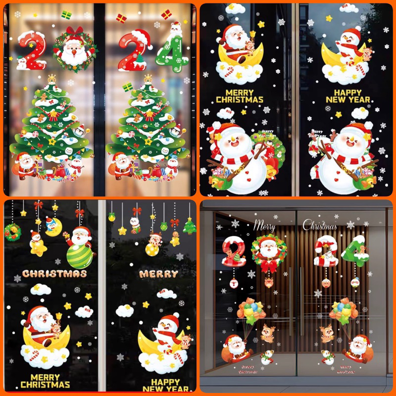 Decal Noel 2024  dán kính hít tĩnh tiện( ko keo) [ nhiều mẫu]