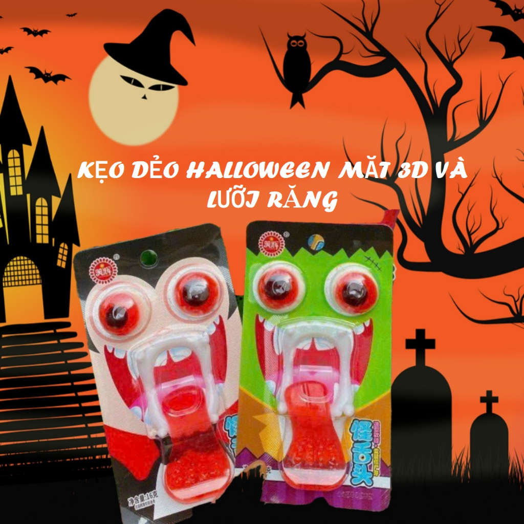 10 kẹo dẻo mắt 3d và lưỡi răng halloween , kẹo halloween cho trẻ em