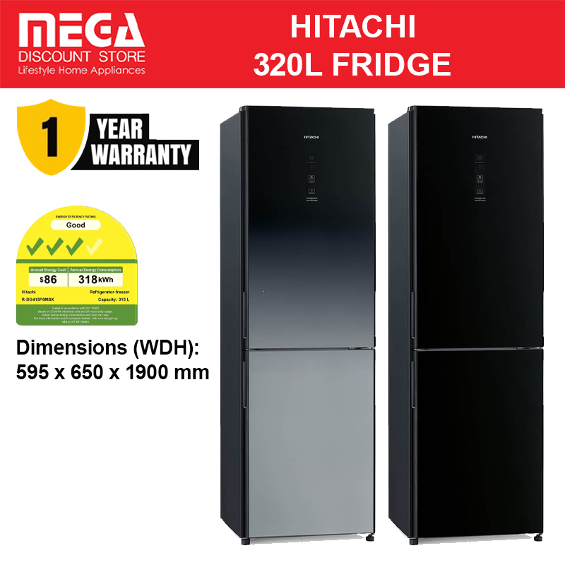 HITACHI R-BG415P6MSX-5 330L 2-DOOR FRIDGE | Bottom Freezer