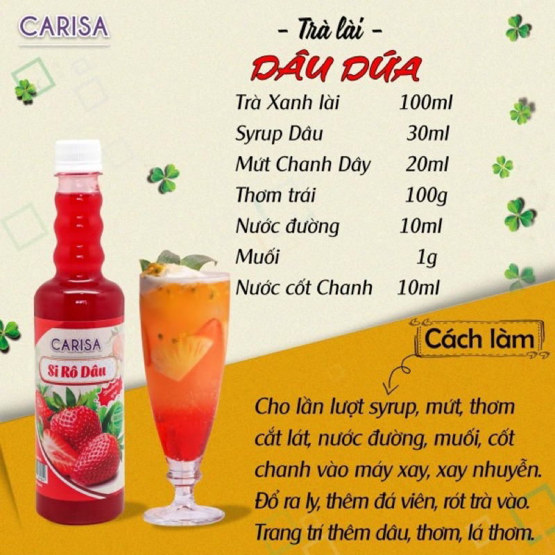 Siro Carisa Làm Trà Trái Cây Chai 500ml