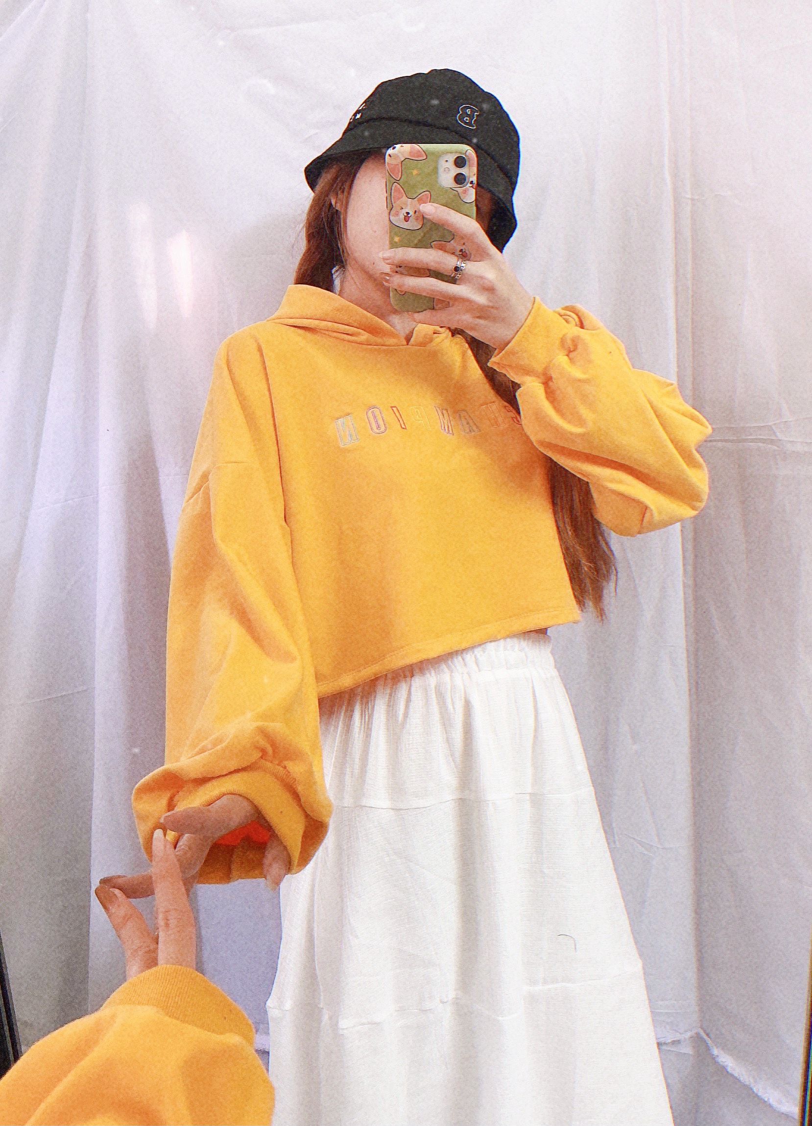 Áo croptop tay dài có nón (100% ảnh thật)
