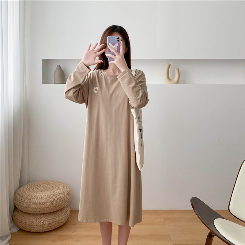 Pregnant Women Long Sleeve Nursing Dress Breastfeeding Autumn Clothes Loose For After Childbirth Wear Maternity Nursing Clothes. 