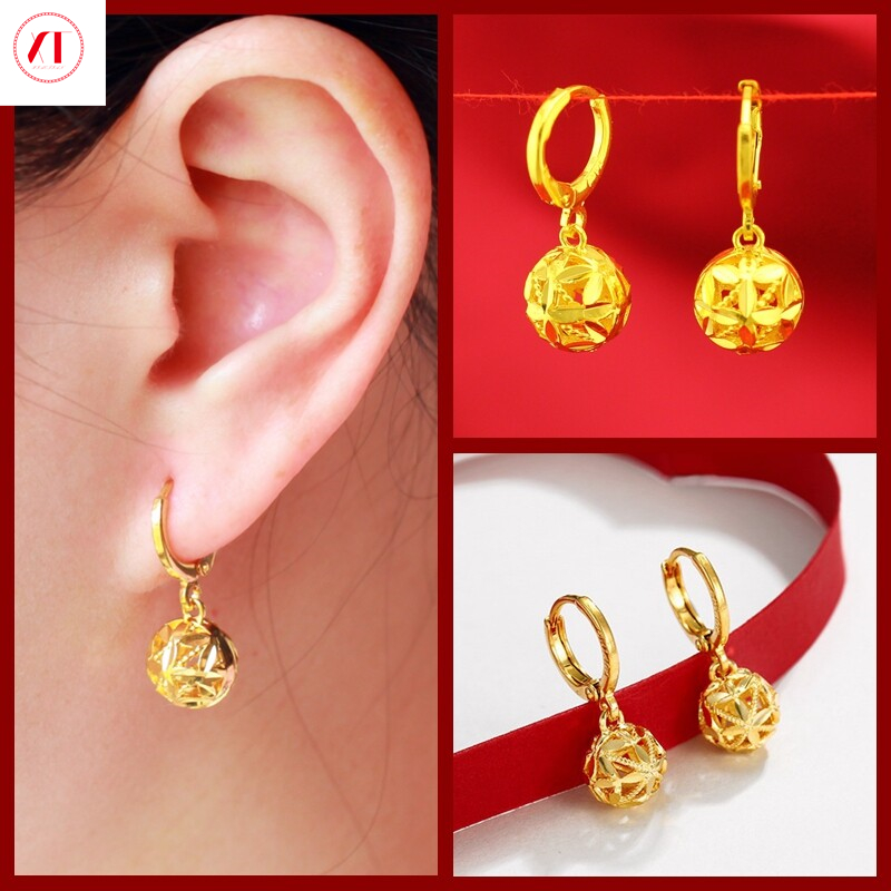 XT Jewellery Korea 24k Earring Fashion Lantern Hydrangea Gold Plated(1 pair)