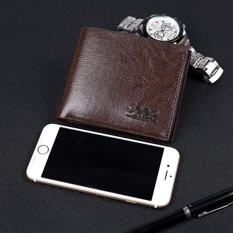 【hot sale】Wallet Short Wallet Multi Card Retro Simple Men's Wallet Folding Small Change Wallet