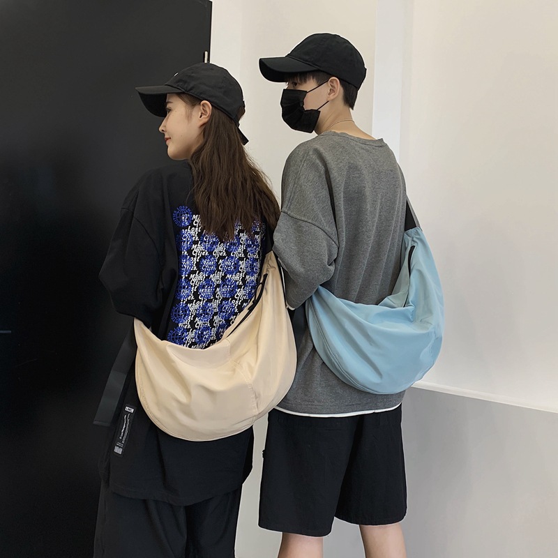 ELACCENT Crossbody bag shoulder bag waterproof nylon dumpling bag Korean version solid color large-capacity crossbody bag