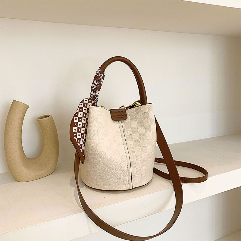 JIVIVIL 2 in 1 Dual-purpose Women Crossbody Bags Shoulder Bags PU Plaid Checkered Bucket Bag Handbag Commuter Bag