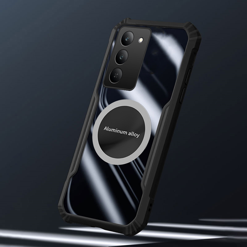 For Realme C75X Phone Case Ultra Thin Clear Transparent Car Navigation Matel Radiating Ring Soft Air Cushion Shockproof Armor Cover for Realme C75 Cover Casing HP.