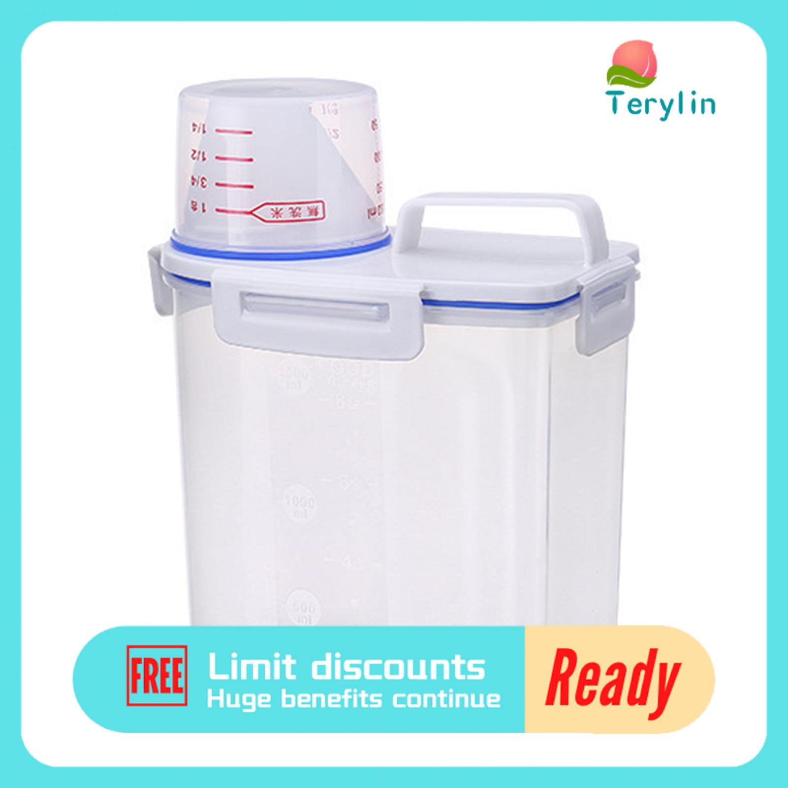 Terylin Modern Flour Box Multi-functional Large Capacity Durable Rice Airtight Dry Food Storage Containers for Pantry
