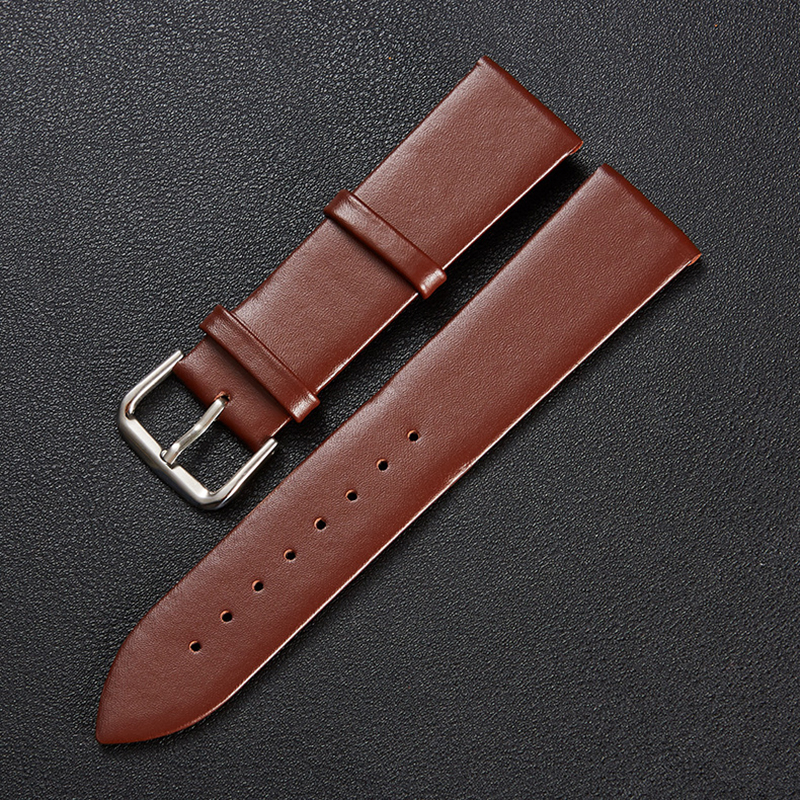 Vintage Genuine Cowhide Watch Strap New Style Ultra-thin Soft Wristband Bracelet Watch Accessories Replacement Watchband Black Brow Color Strap 16/18/20/22/24mm
