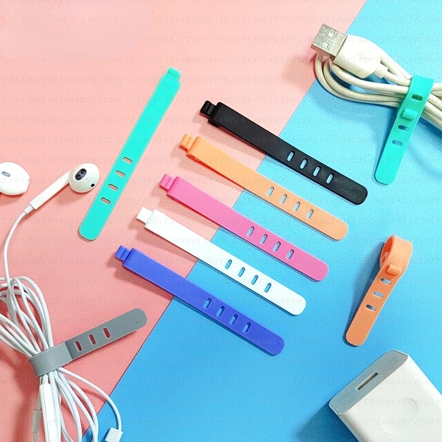 5Pcs Silicone Reusable Cable Ties Data Cable Storage Charging Cable Strap Winder Computer Cable Fixing Wire Organizer