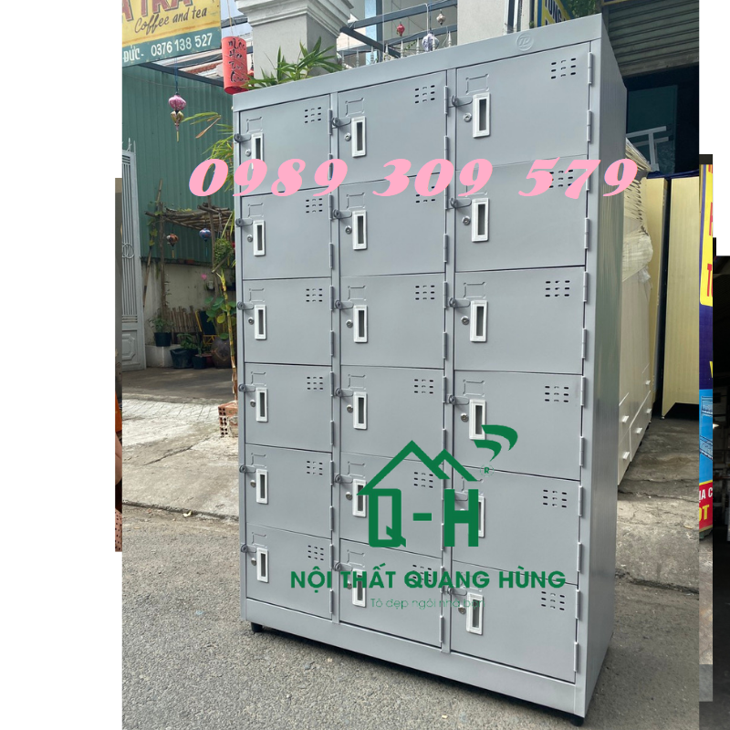 Tủ locker 18 cửa sơn tĩnh điện cao cấp hcm