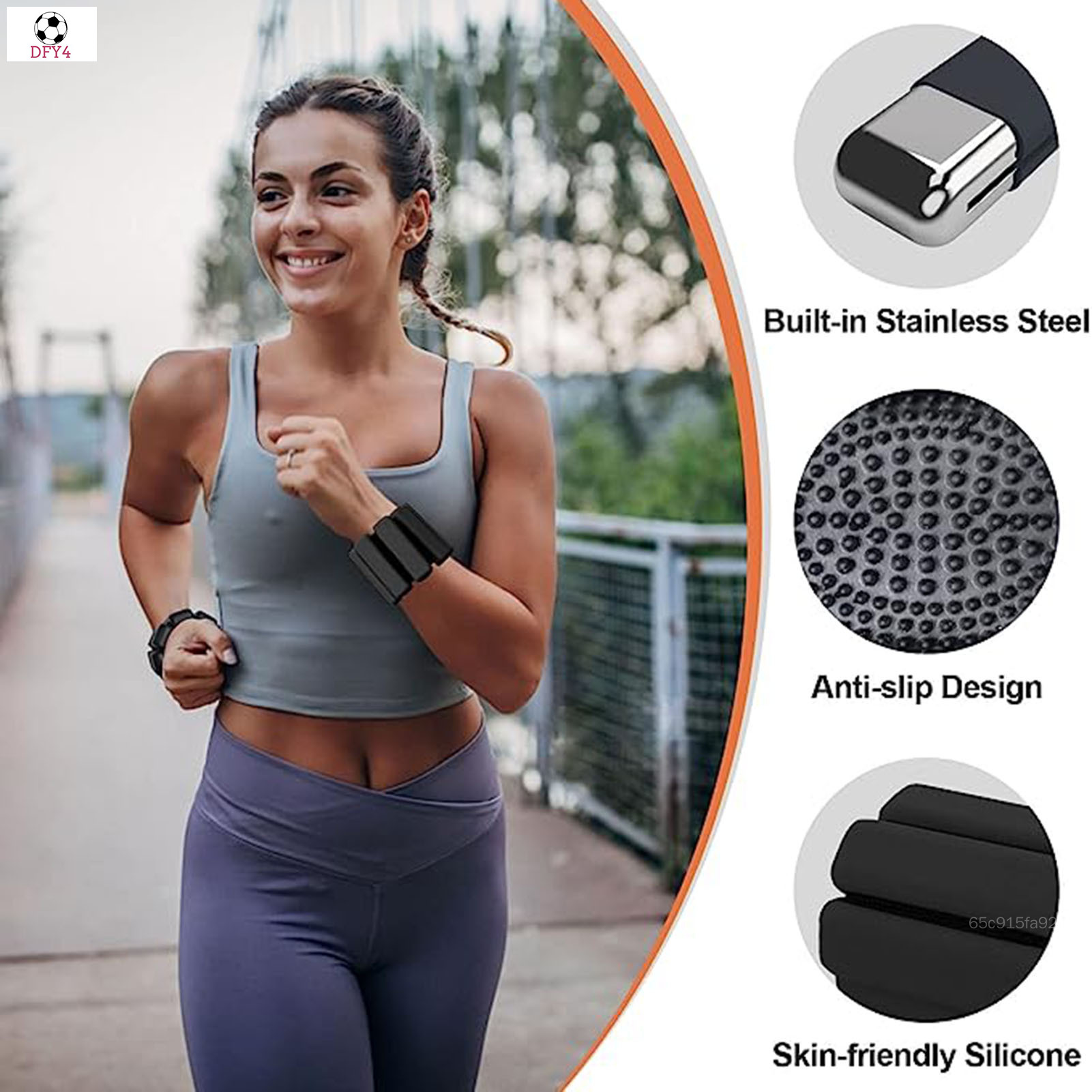 Workout Adjustable Ankle Weights Waterproof & Sweatproof Wrist Bangles Suitable for Yoga Pilates Gym D4-MY
