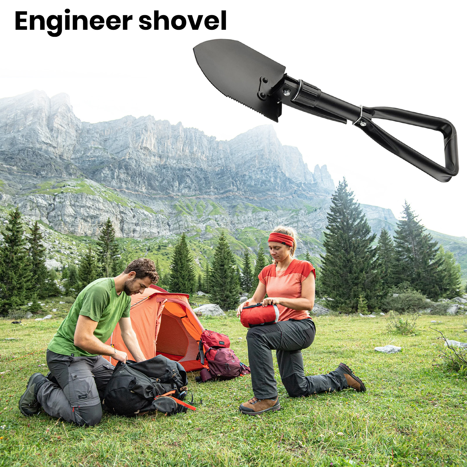 Multifunctional Military Folding Shovel High Durability Compact Size Portable Camping Digging Shovel Multi-Tool for Backpacking