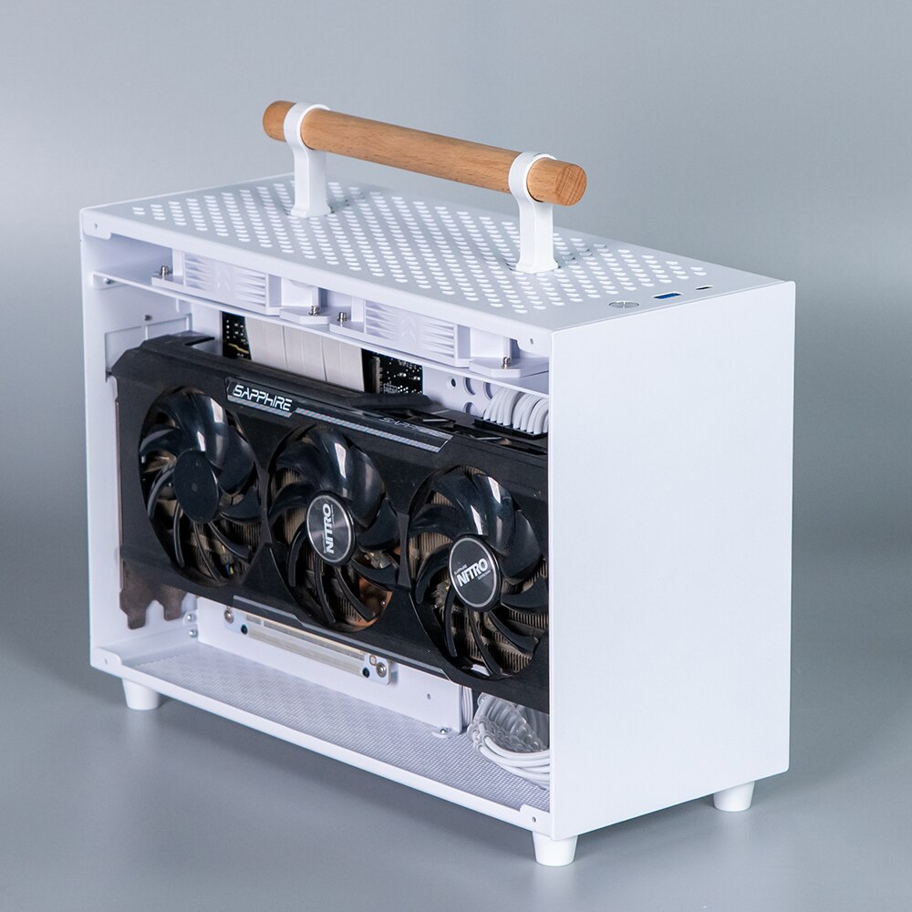 Xách tay máy tính nhỏ trường hợp nhôm nhỏ gọn PC trường hợp vỏ máy tính để bàn 308mm Card đồ họa mini-Bo mạch chủ ITX SFX cung cấp điện