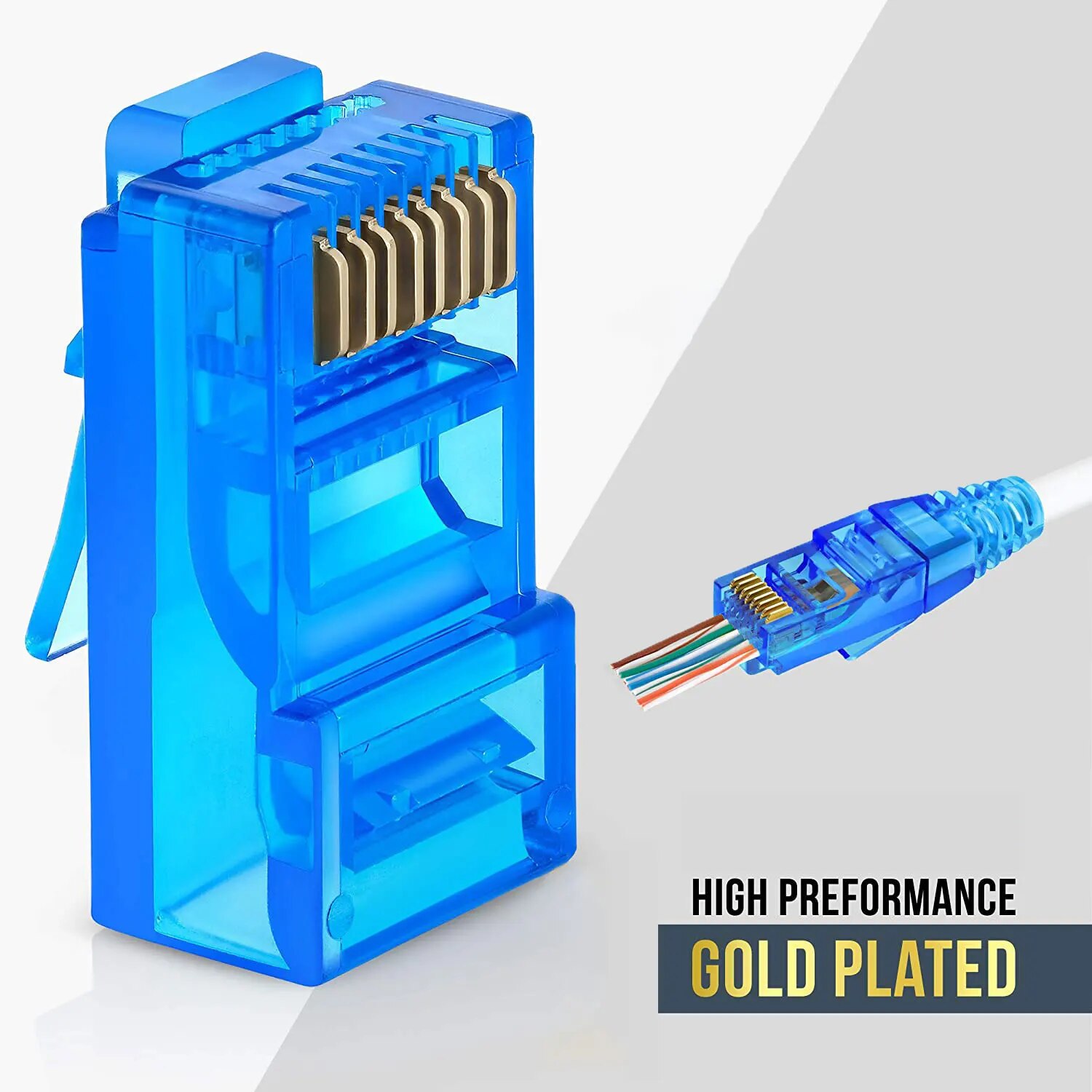 Zoerax RJ45 Cat6 Pass Through Connectors, Assorted Colors, EZ To Crimp Modular Plug For Solid Or Stranded UTP Network