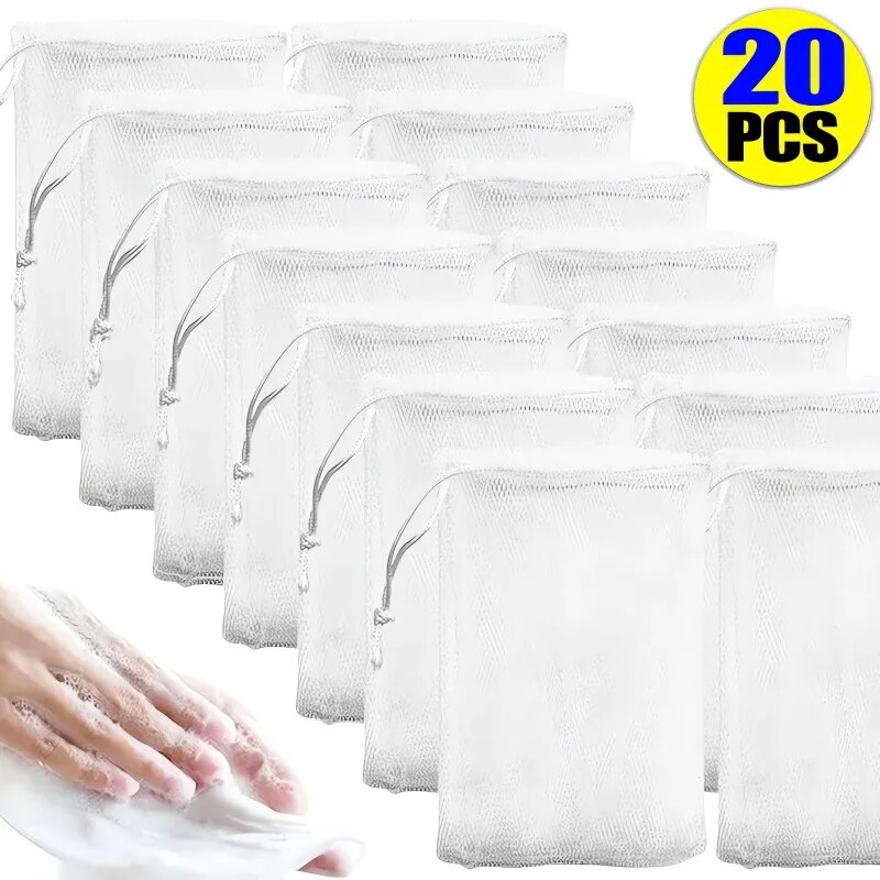 Polocat 1-20PCS Hangable Soap Bags Bath Shower Gel Facial Cleanser Foaming Mesh Bags Body Soap Cleanser Bubble Net Bags Cleaning Tools