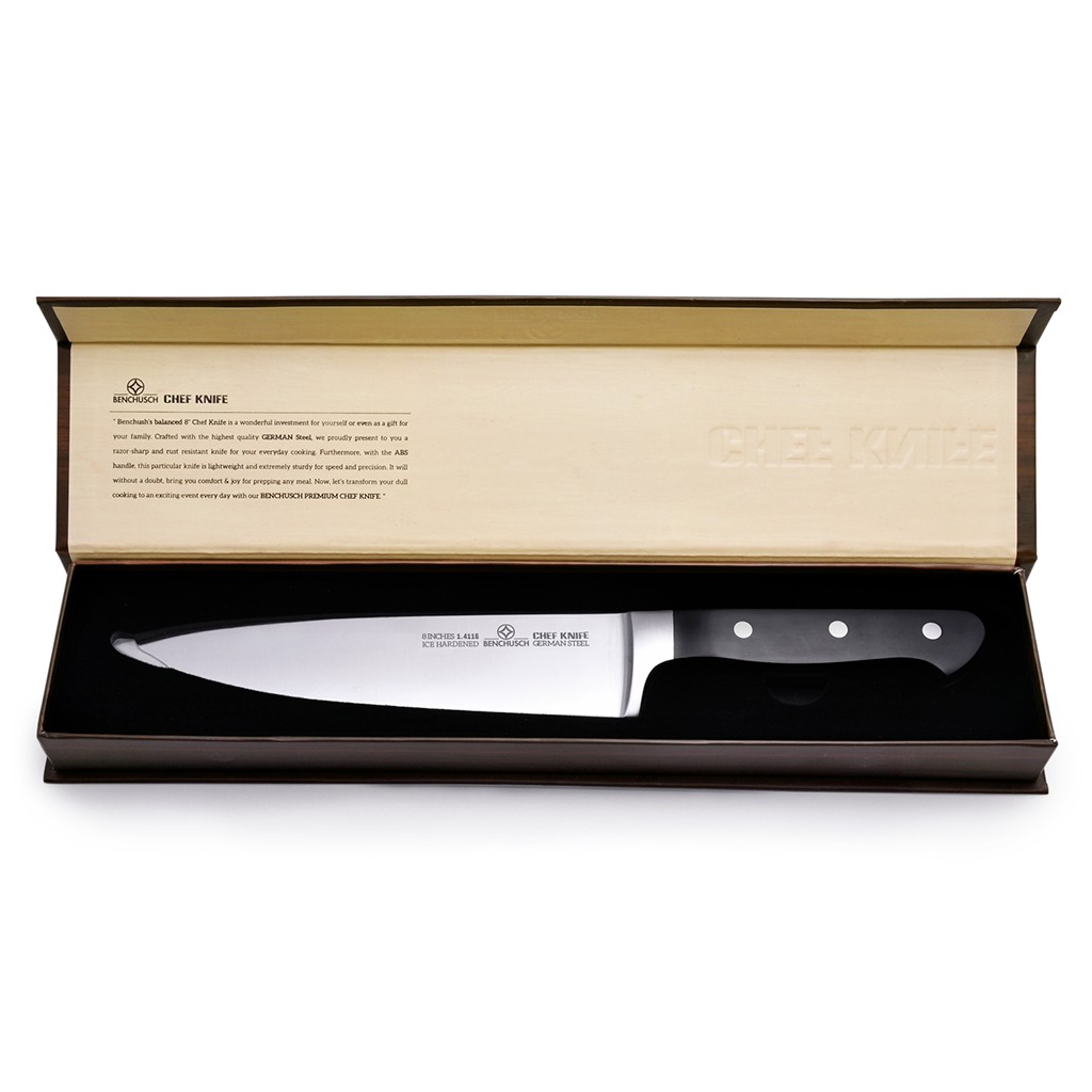 Benchusch Professional 8-Inch Chef Knife - Classic Series - German HC Steel with Full Tang Blade - Multi-Use for Slicing, Dicing, Chopping and Mincing Meat, Fish, Fruits, Vegetables