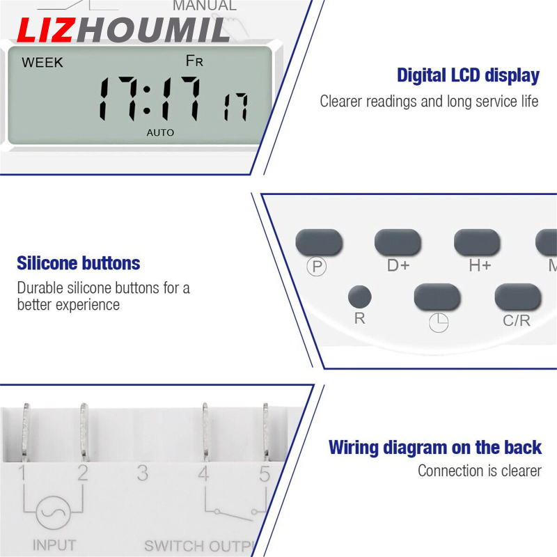 LIZHOUMIL Dc 12v Lcd Digital Timer Programmable Time Week Date Display Energy-saving Timer With Memory Function