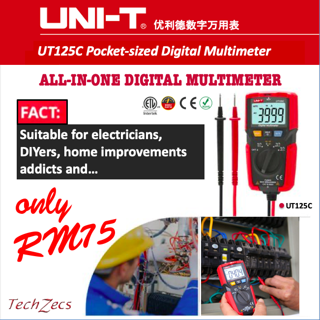 UNI T UT125C Pocket sized Digital Multimeter 优利德UT125C 口袋型数字万用表 Lazada